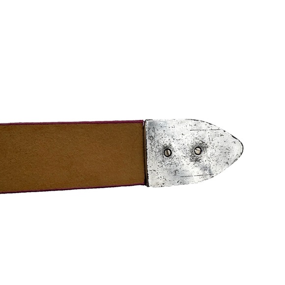 Tooled Studded Leather Western Belt Women's 38 Pink Floral Yellowstone Cowgirl - Picture 12 of 13